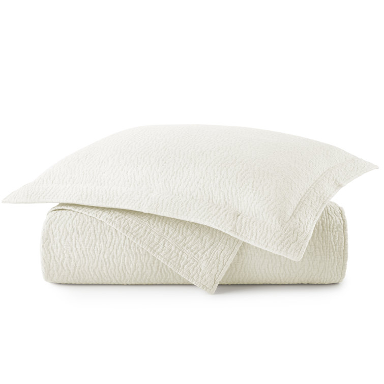 Ivory Cotton Twin Coverlet with Shams