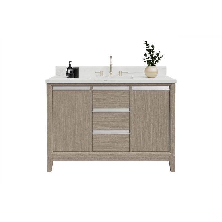Driftwood Gray 48" Single Sink Bathroom Vanity with Engineered Marble Top