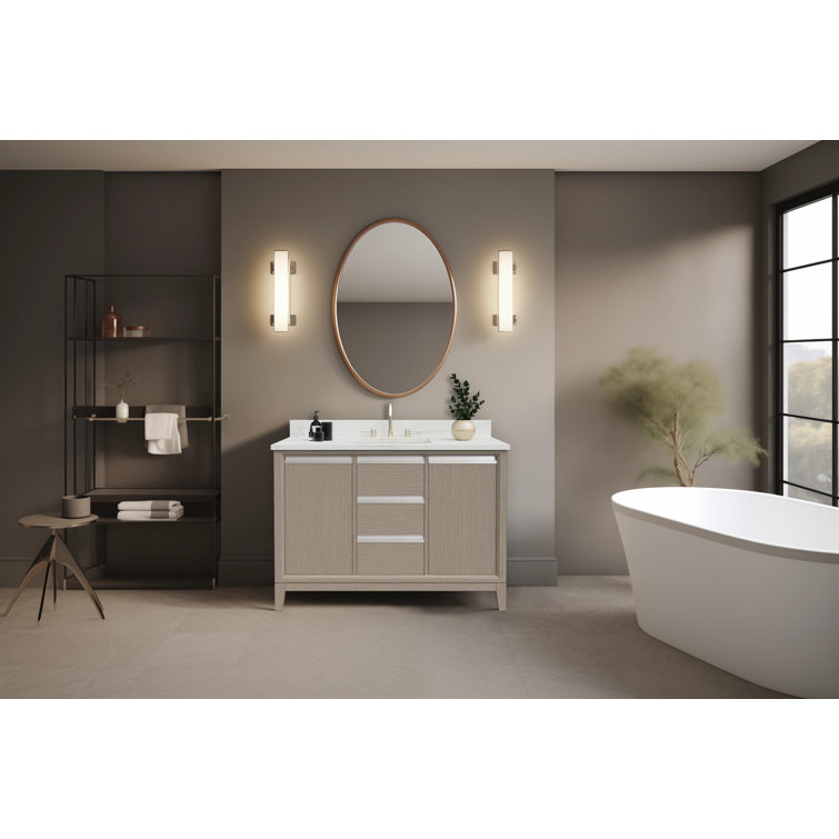 Driftwood Gray 48" Single Sink Bathroom Vanity with Engineered Marble Top