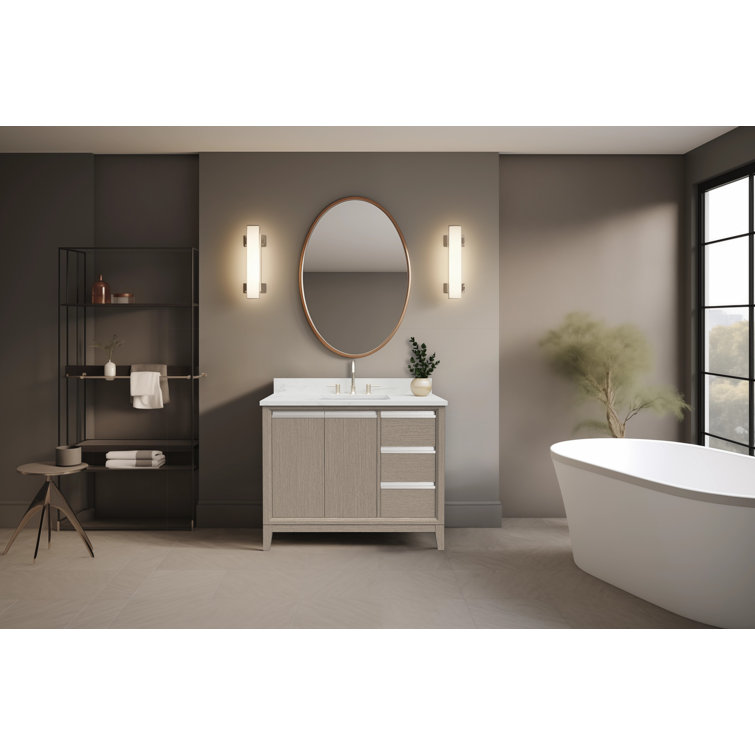 Driftwood Gray 42" Single Sink Bathroom Vanity with Marble Top