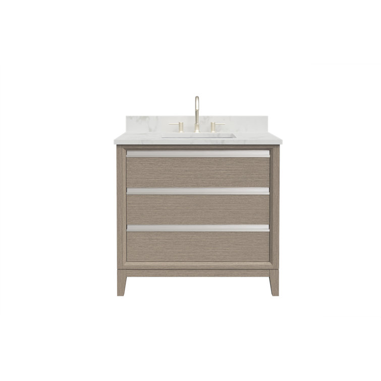 Driftwood Gray 36" Single Sink Bathroom Vanity with Marble Top