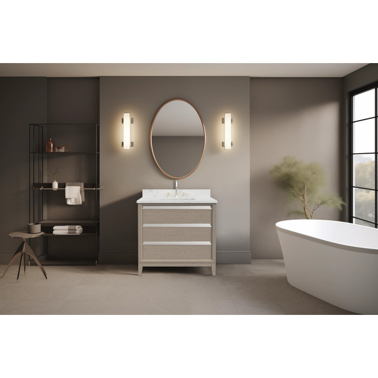 Driftwood Gray 36" Single Sink Bathroom Vanity with Marble Top