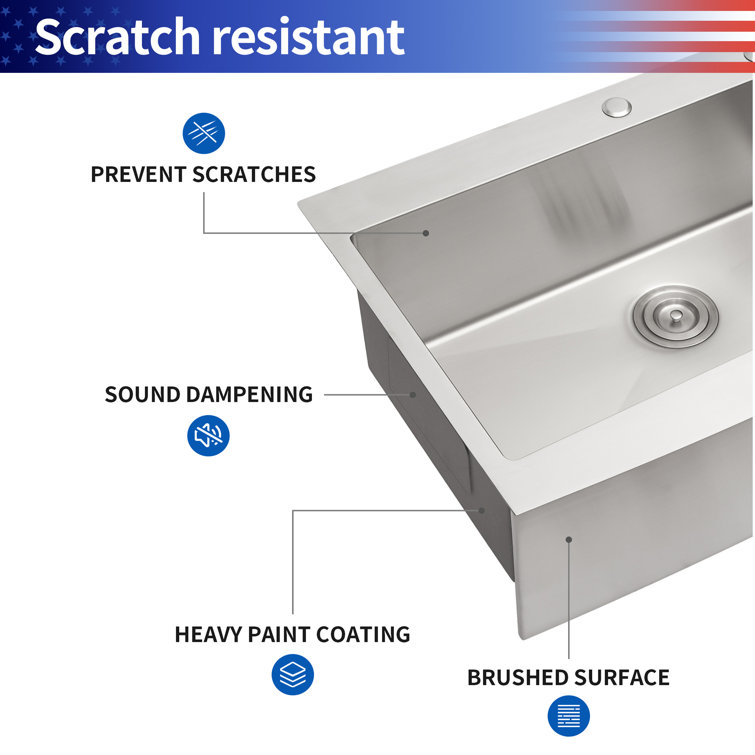 33'' Stainless Steel Farmhouse Apron Single Bowl Kitchen Sink