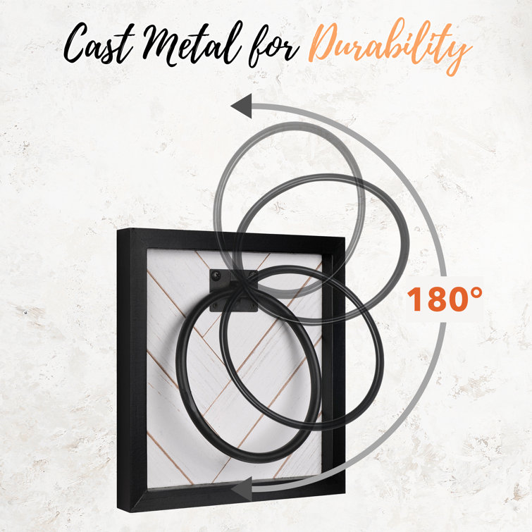 Black and White Wood Wall Mounted Towel Ring