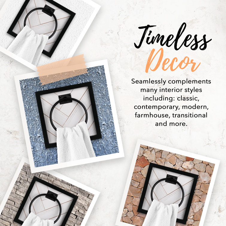 Black and White Wood Wall Mounted Towel Ring