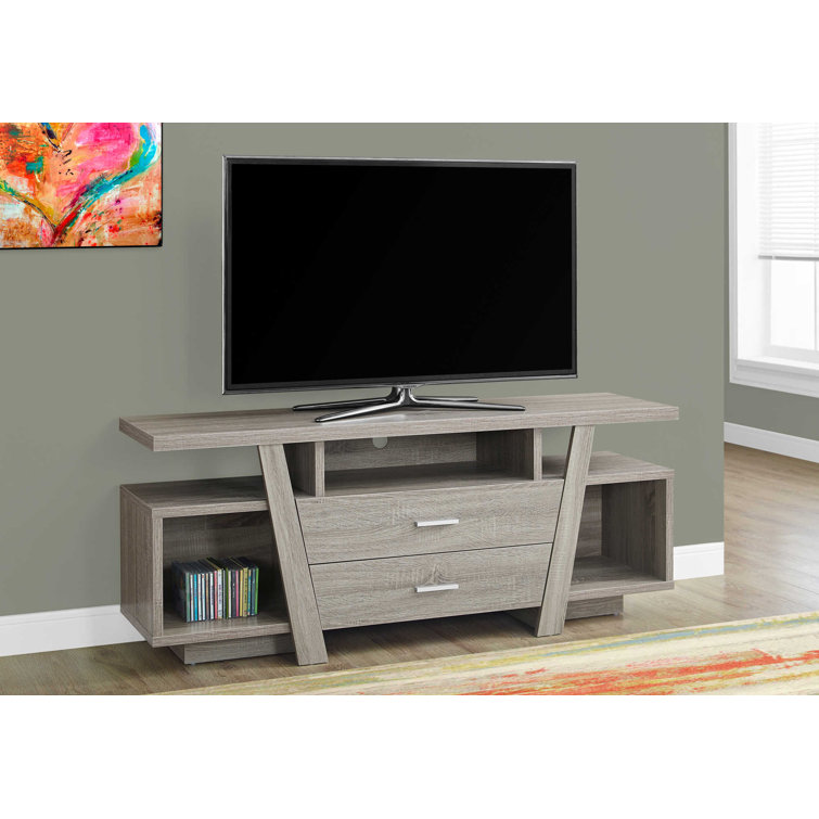 Transitional 60'' Dark Taupe TV Stand with Cabinet and Drawers