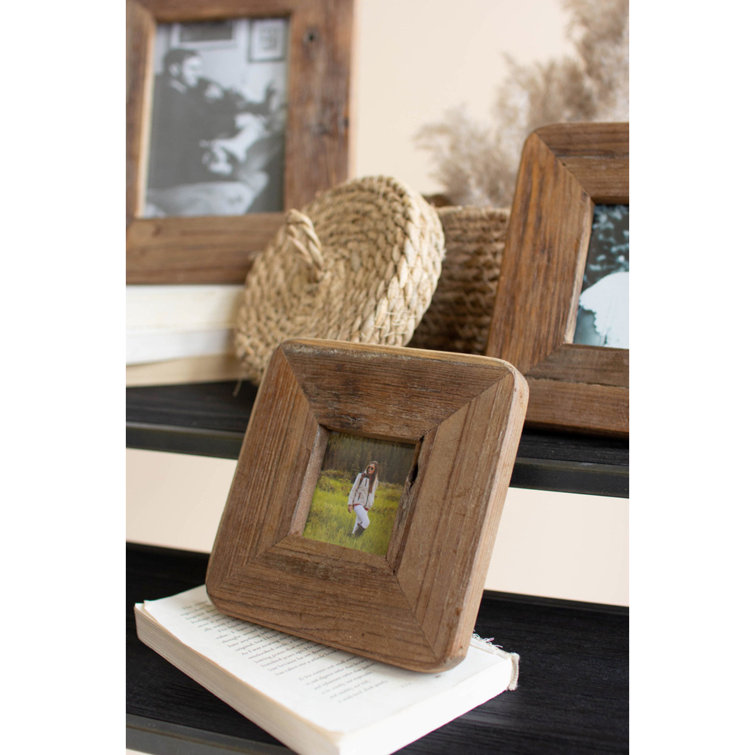 Rustic Brown Recycled Wood Picture Frame Set - 3 Pieces