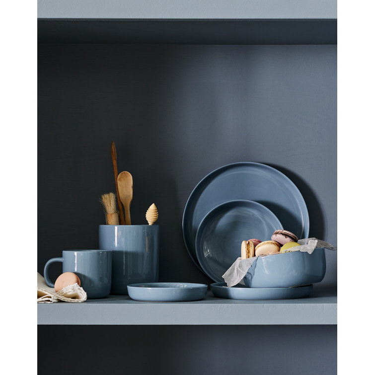 Reims Blue and Green Ceramic Microwave Safe Salad Bowl
