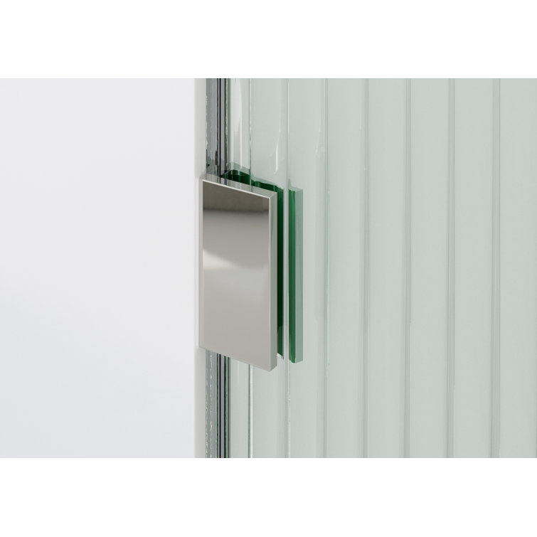 Aurora 58.25" Frameless Fluted Glass Bath Panel with Chrome Finish