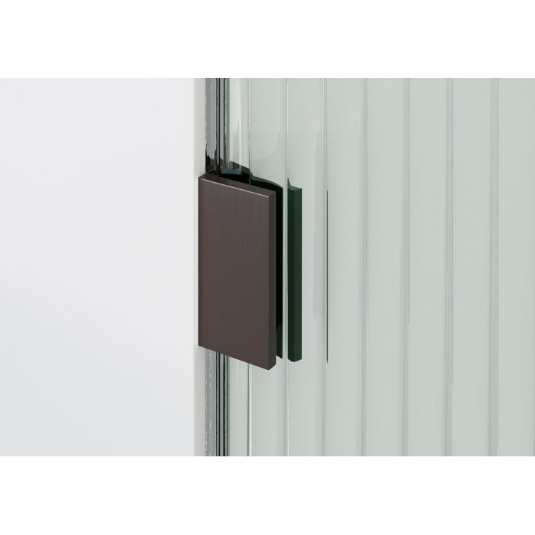 Aurora 58.25 in. Frameless Fluted Glass Bath Panel with Oil Rubbed Bronze Hardware