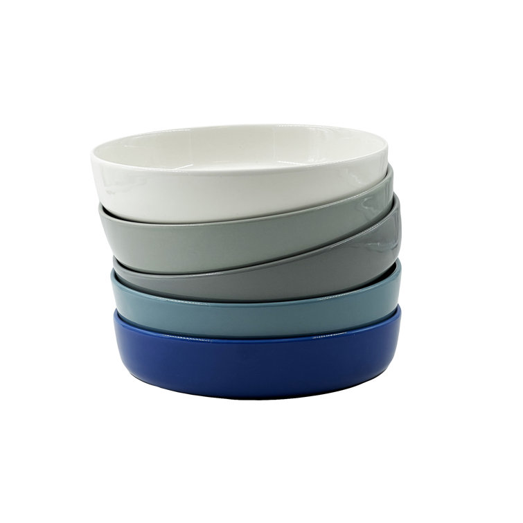 Reims Blue and Green Ceramic Microwave Safe Salad Bowl