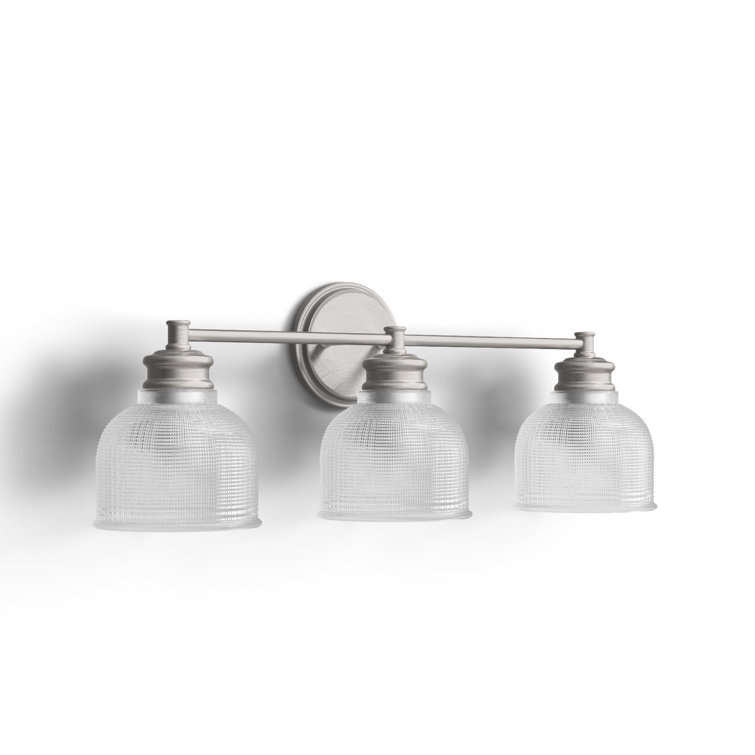 Brushed Nickel 3-Light Vanity Light with Clear Glass Shades