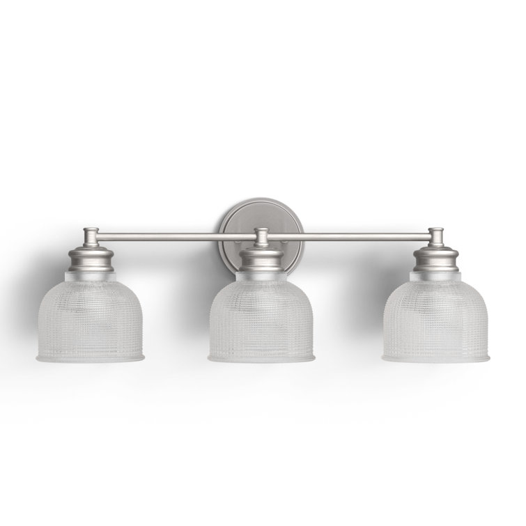 Brushed Nickel 3-Light Vanity Light with Clear Glass Shades