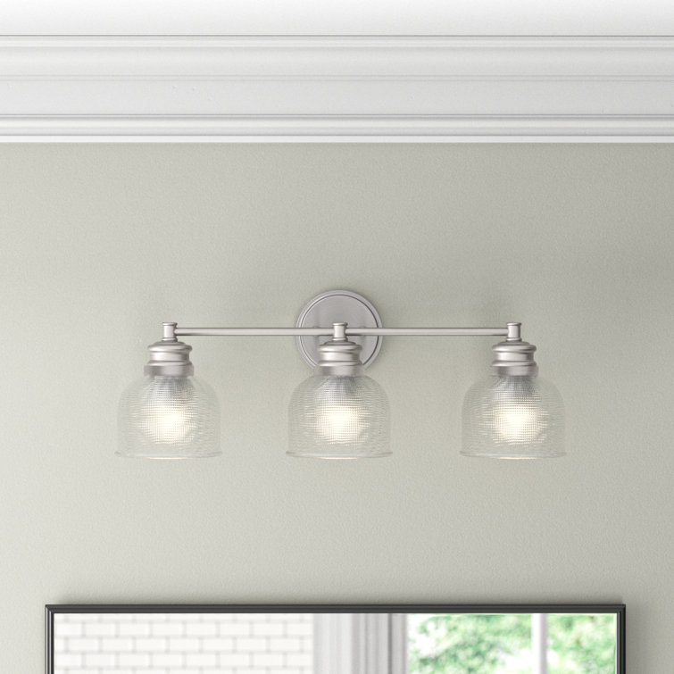 Brushed Nickel 3-Light Vanity Light with Clear Glass Shades