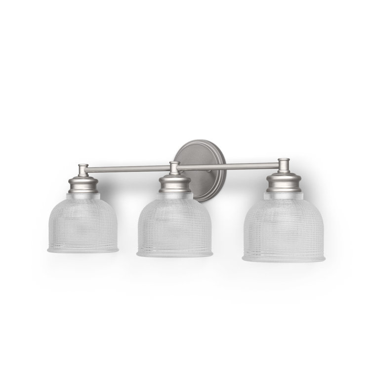 Brushed Nickel 3-Light Vanity Light with Clear Glass Shades