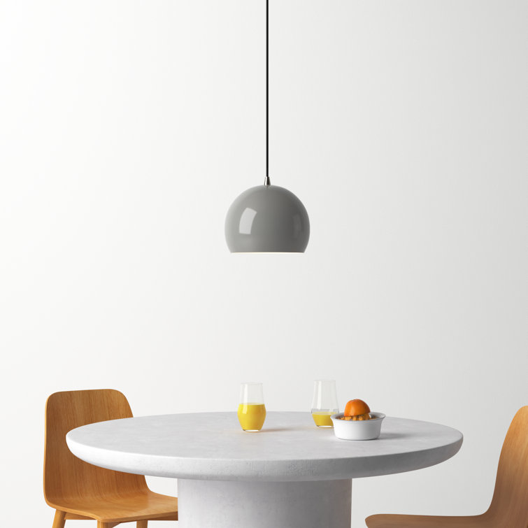 Shiny Light Gray Aluminum Globe Pendant Light