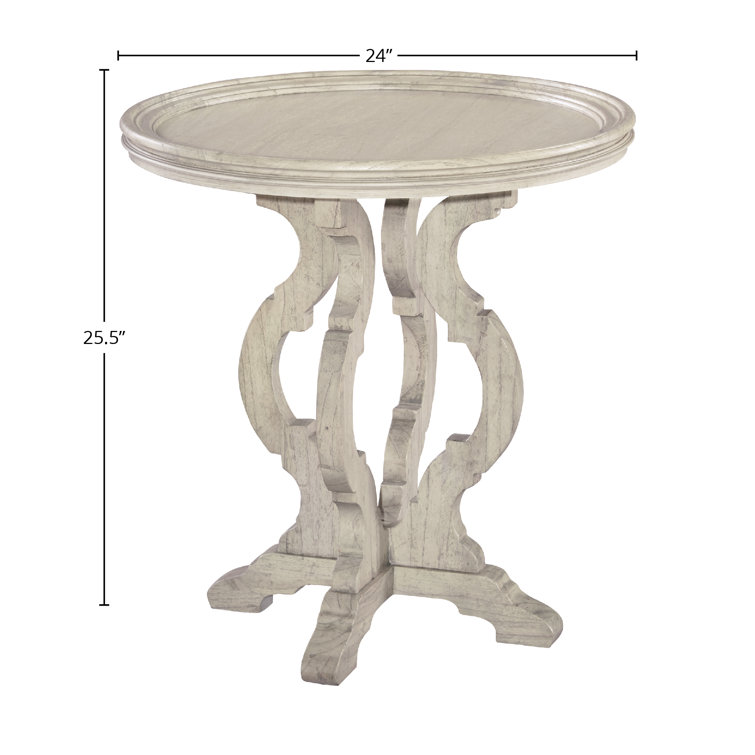 Traditional Round White Wood and Metal Side Table with Storage