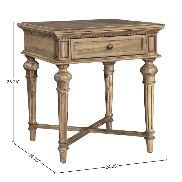 Wellington Square Acacia & Metal End Table with Drawer