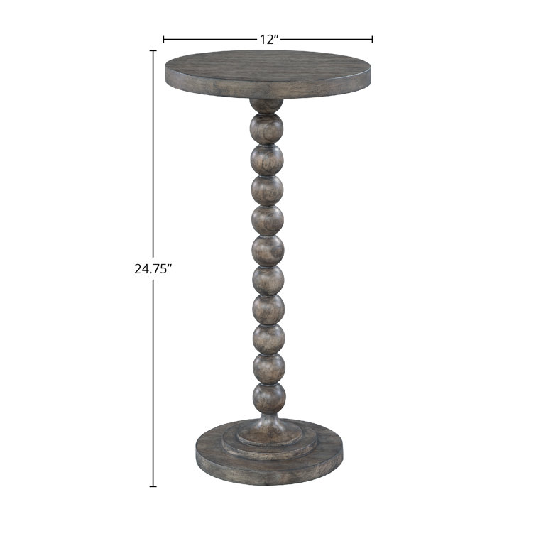 Traditional Gray-Brown Round Wood & Metal Chairside Table with Storage