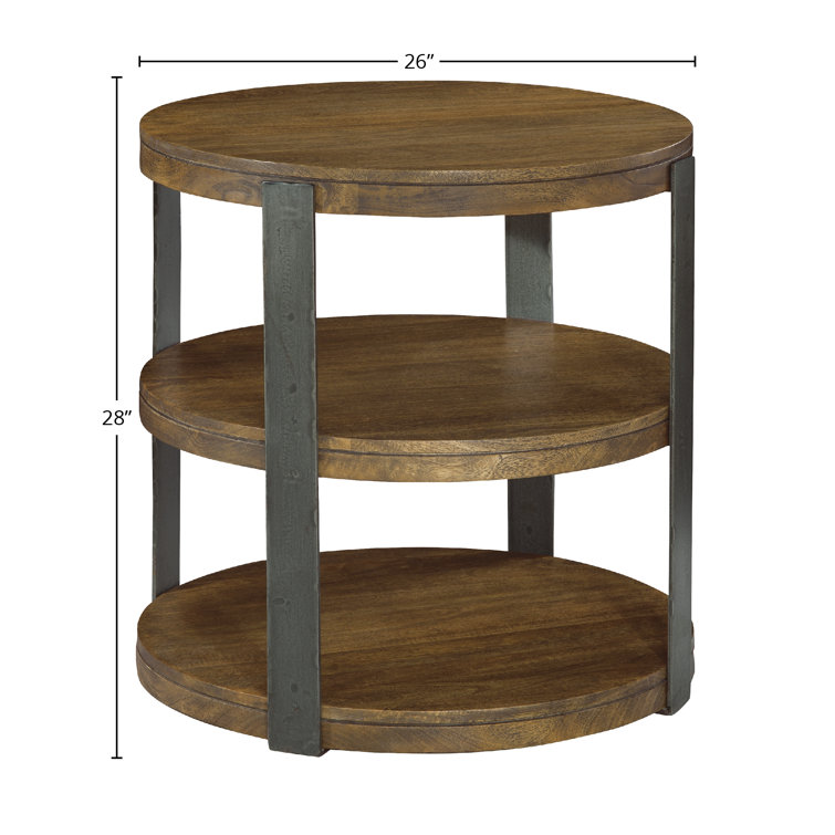 Bedford Park Round Mango Wood End Table with Storage