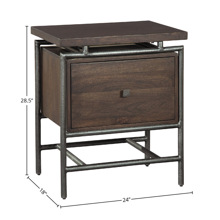 Glencoe Transitional 24" Black and Gray Mango Wood Mobile File Cabinet