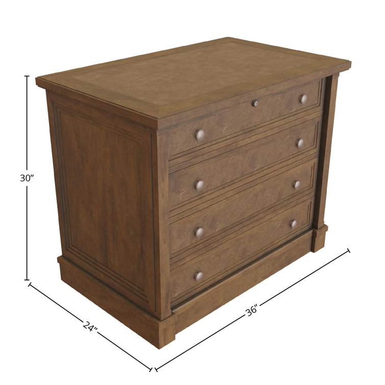 Brown Traditional 2-Drawer Lockable Mobile Lateral Filing Cabinet