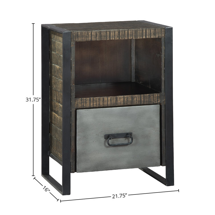 Pittsburgh Industrial Acacia Wood 21" File Cabinet with Steel Drawer