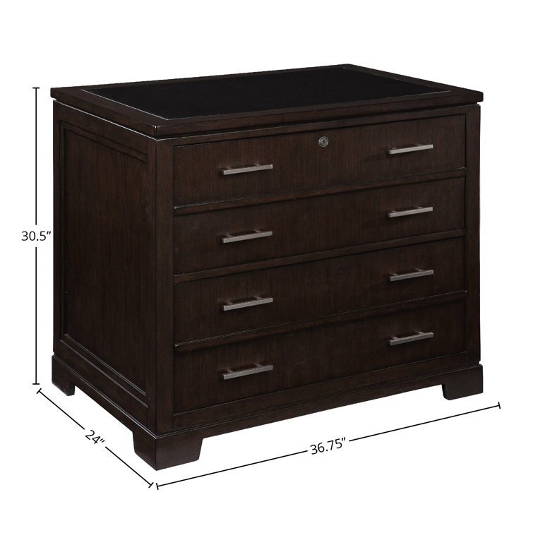 Mocha 36" Lockable Fire Resistant 2 Drawer Mobile File Cabinet