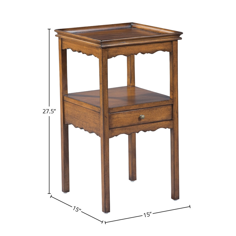 Traditional Brown Mahogany Square End Table with Storage