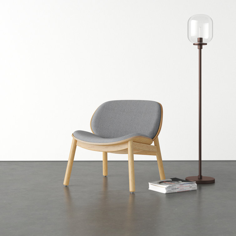 Gray Velvet Lounge Chair with Bamboo Frame