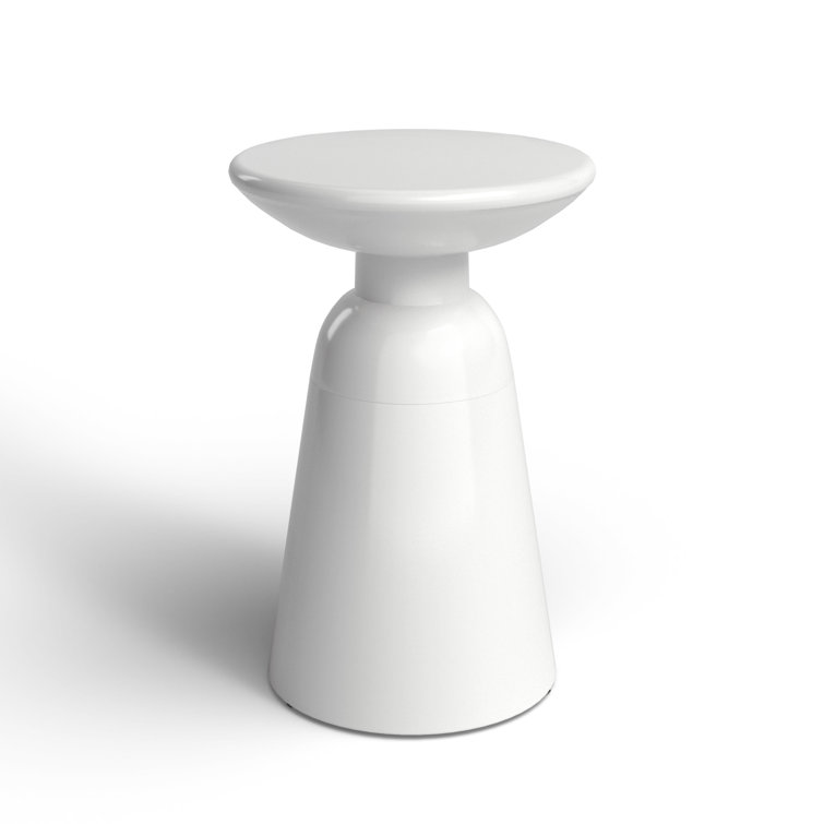 Atira 15'' White Metal Round Outdoor Side Table