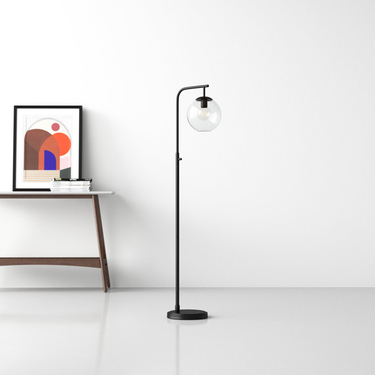 Edison Inspired Black Metal and Clear Glass Globe Floor Lamp