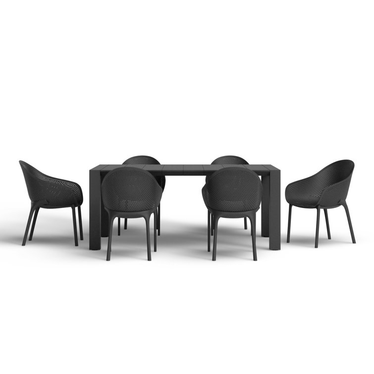 Skyline Chic 7-Piece Black Extendable Outdoor Dining Set