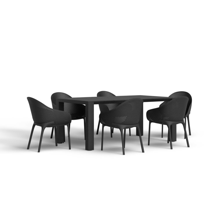 Skyline Chic 7-Piece Black Extendable Outdoor Dining Set