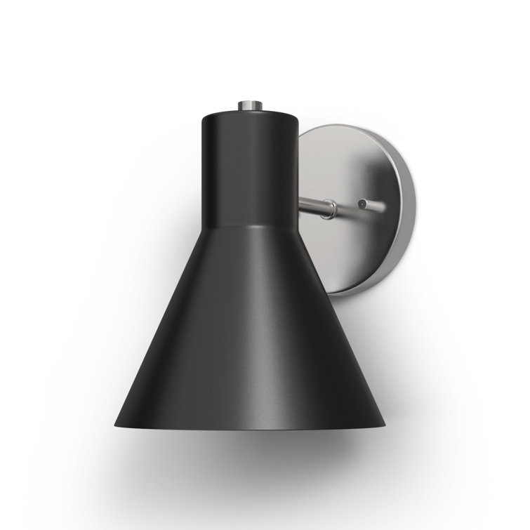 Black Steel Single Light Dimmable Cone Sconce