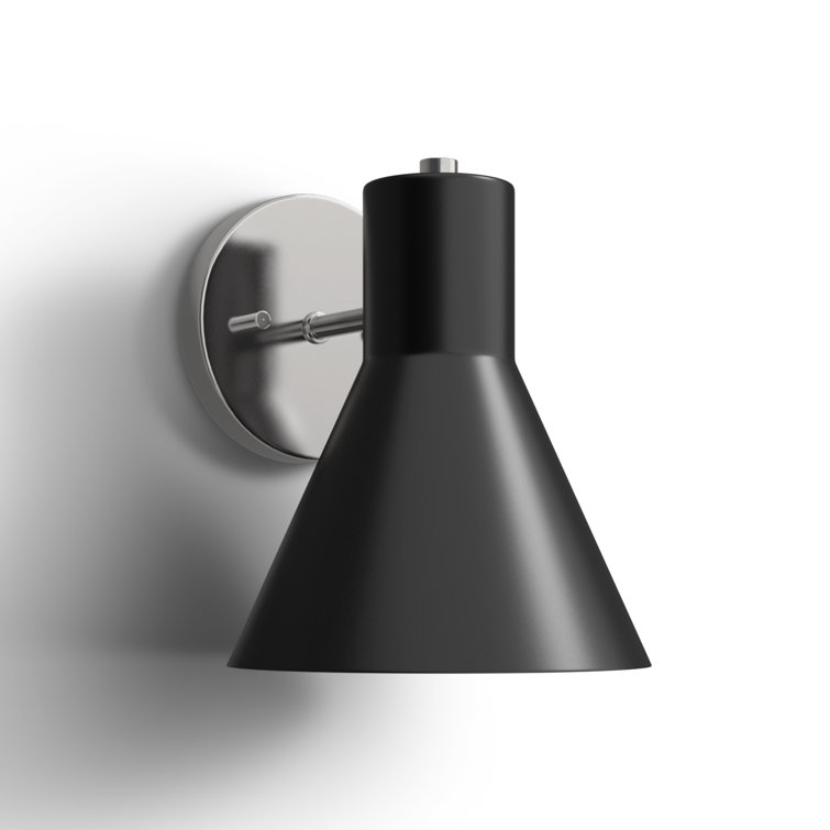 Black Steel Single Light Dimmable Cone Sconce