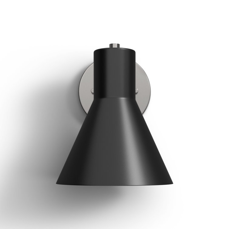 Black Steel Single Light Dimmable Cone Sconce