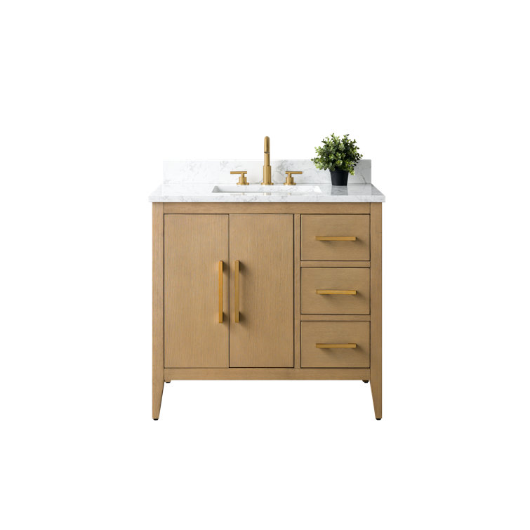 Natural Oak 36" Single Bathroom Vanity with Ceramic Sink