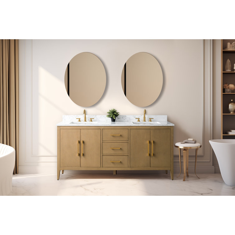72'' Driftwood Gray Double Bathroom Vanity with Marble Top