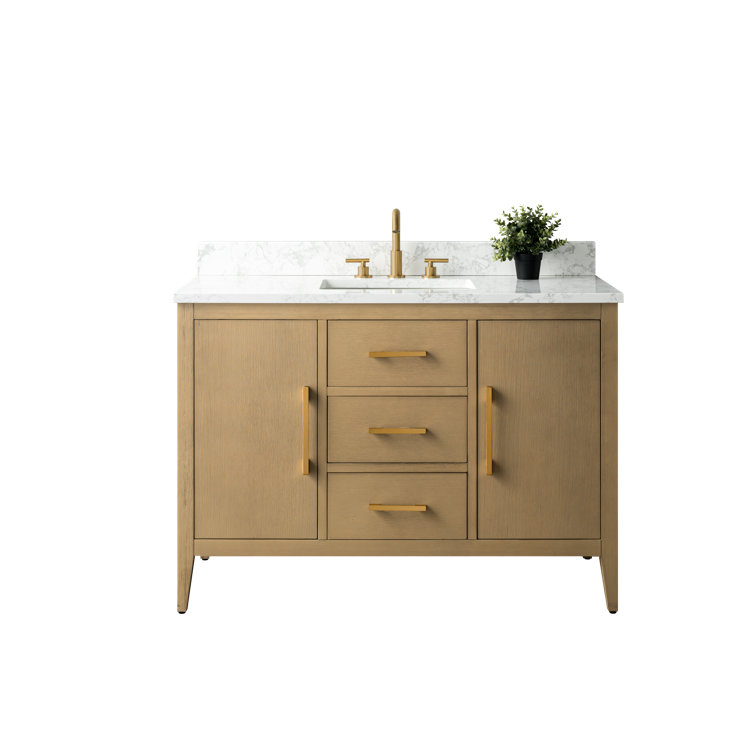 White 48'' Single Bathroom Vanity with Engineered Marble Top