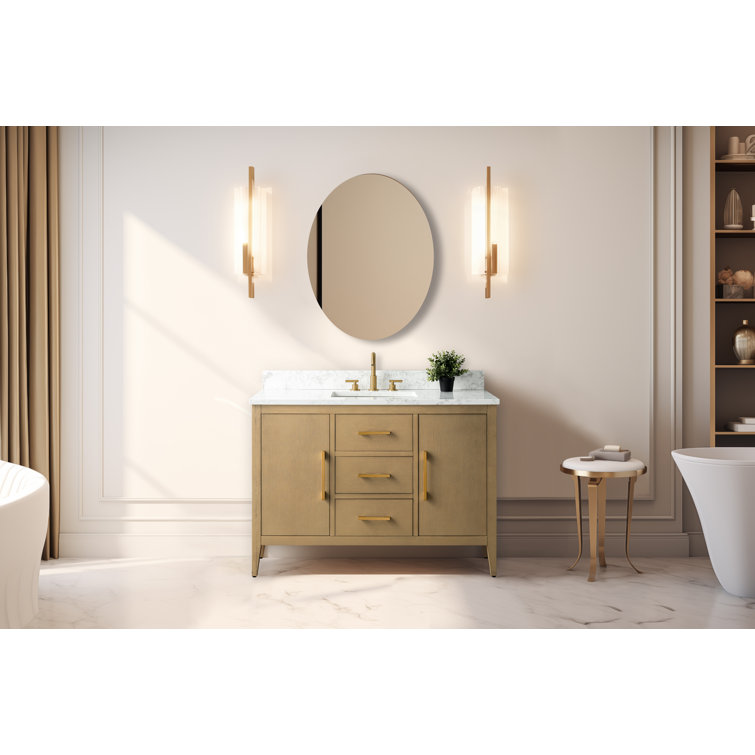 White 48'' Single Bathroom Vanity with Engineered Marble Top