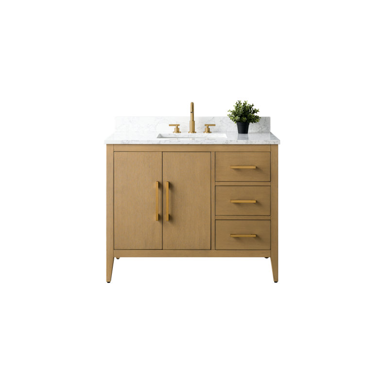 42'' Vintage Green Single Sink Bathroom Vanity with Golden Brushed Hardware