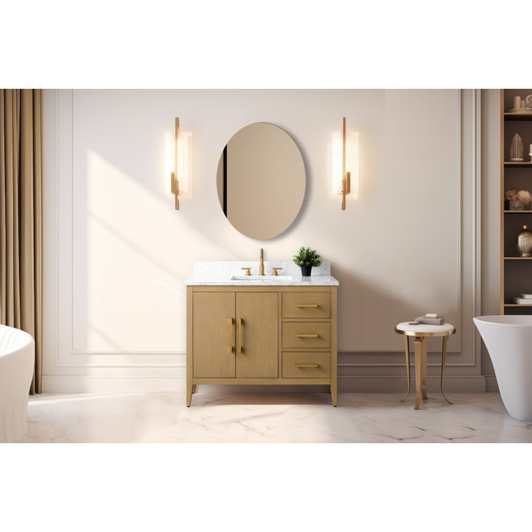 42'' Vintage Green Single Sink Bathroom Vanity with Golden Brushed Hardware