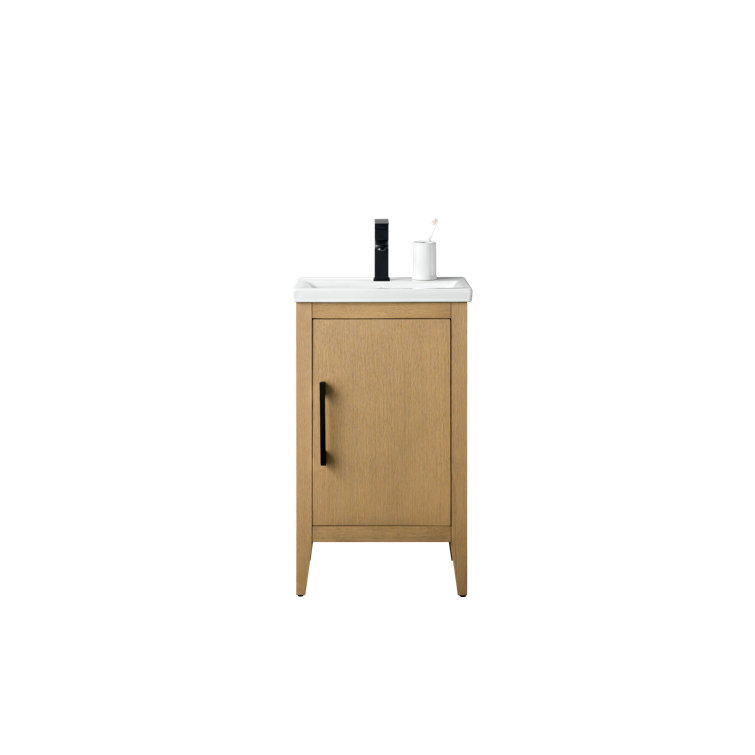 White and Matte Black Single Bathroom Vanity with Ceramic Top