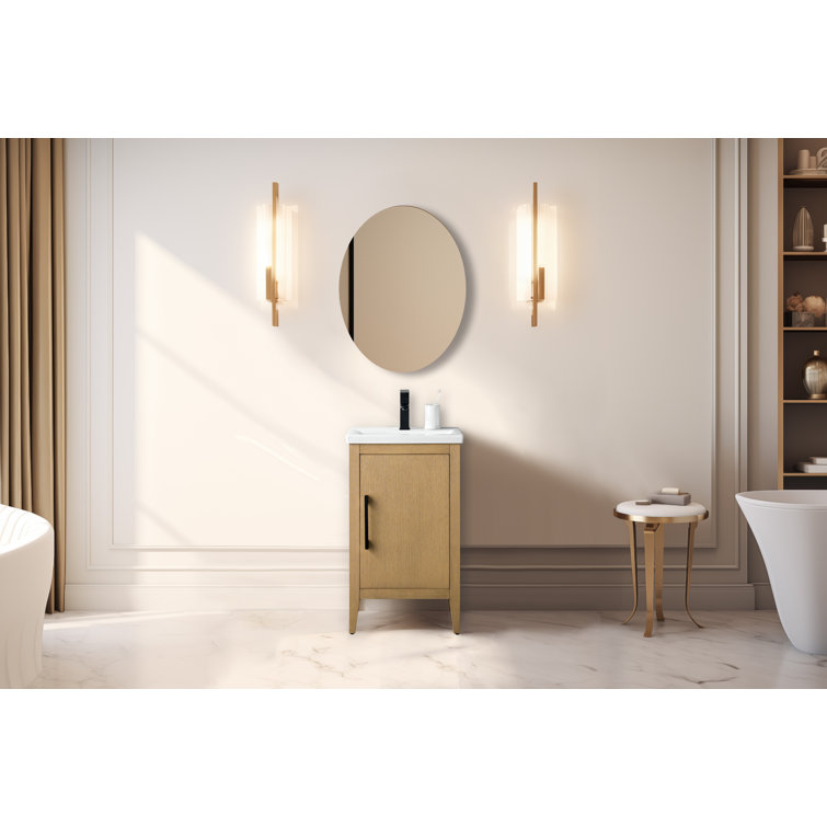 White and Matte Black Single Bathroom Vanity with Ceramic Top