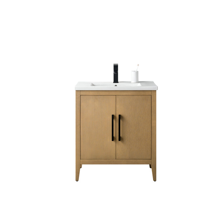 30" Vintage Green Single Sink Bathroom Vanity with Ceramic Top