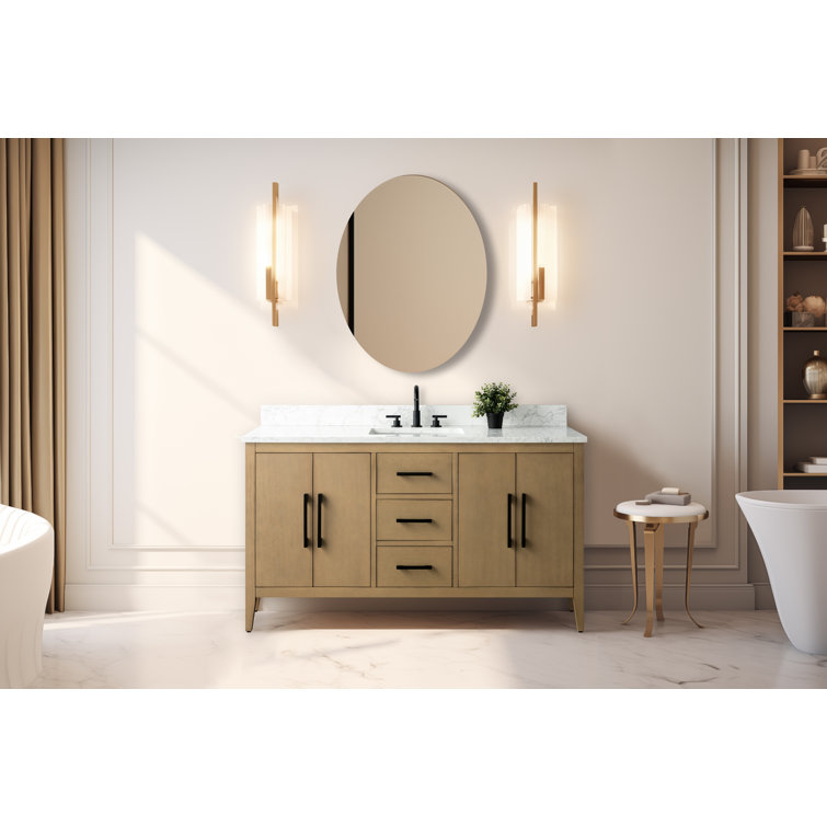 60'' Vintage Green MDF Single Sink Bathroom Vanity with White Marble Top