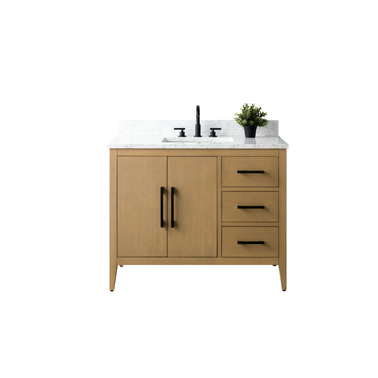 Cashmere Gray 42" Freestanding Bathroom Vanity with Engineered Marble Top