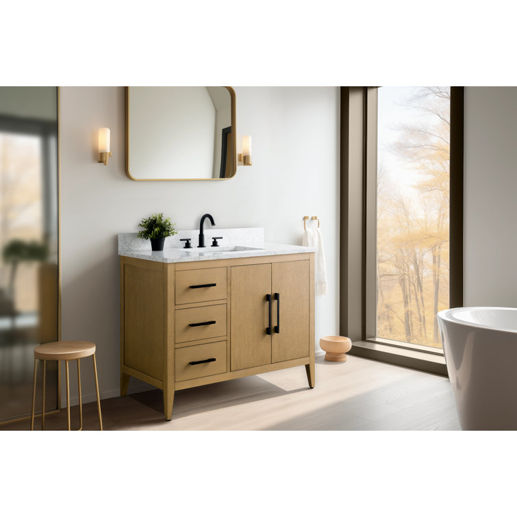 Cashmere Gray 42" Freestanding Bathroom Vanity with Engineered Marble Top