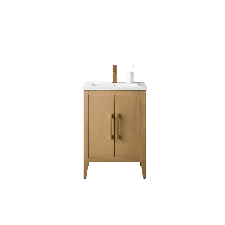 24" Vintage Green Single Sink Bathroom Vanity with Ceramic Top
